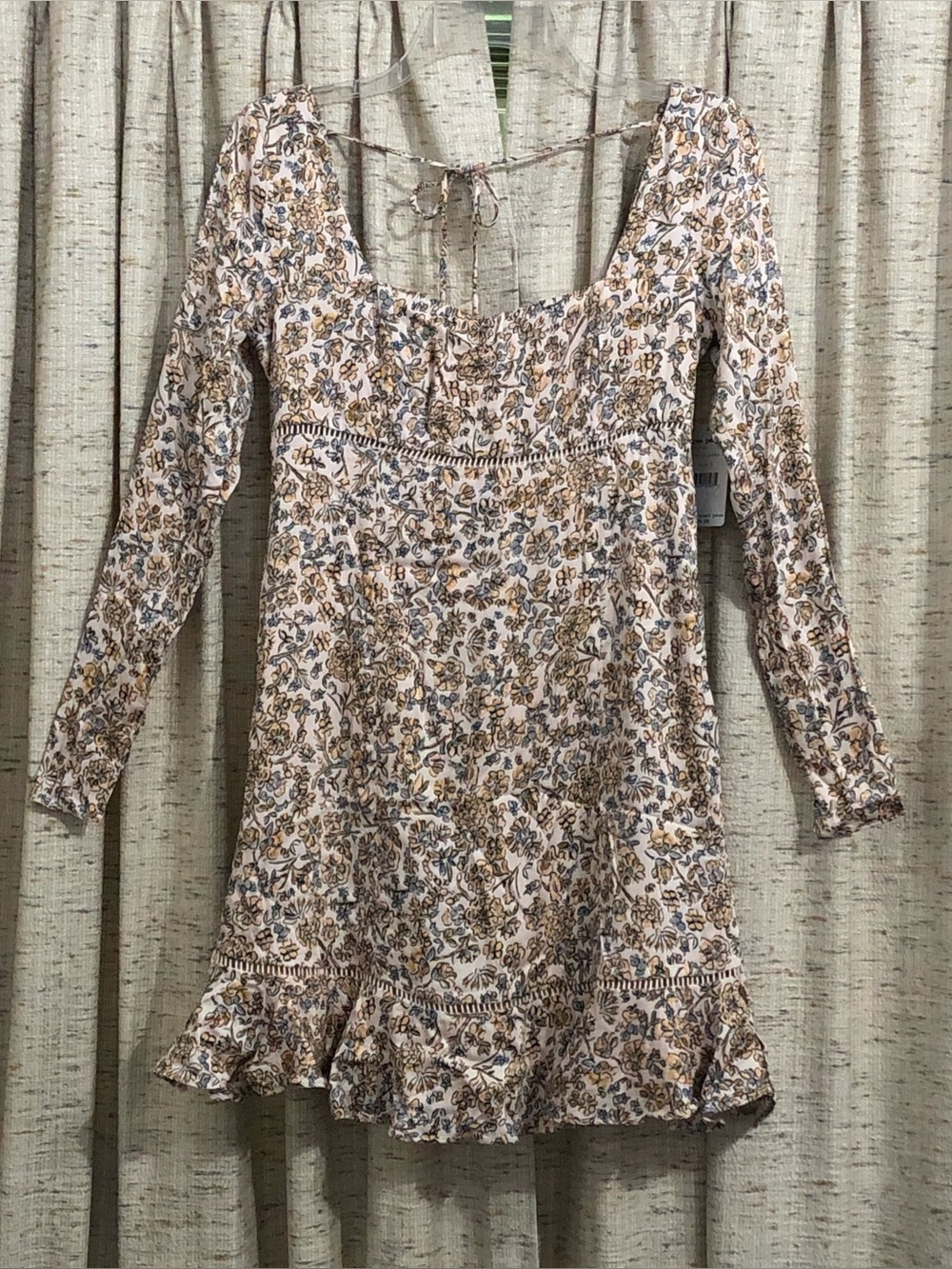 Free People Ivory Combo Floral Ladder Stitched Boheme Mini Dress - 2